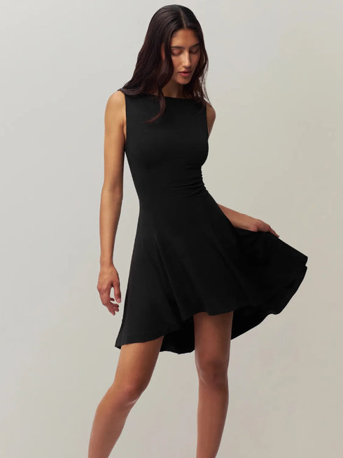high-low-round-neck-sleeveless-dress OhSoStyled - Sophia's Style in Brown-8